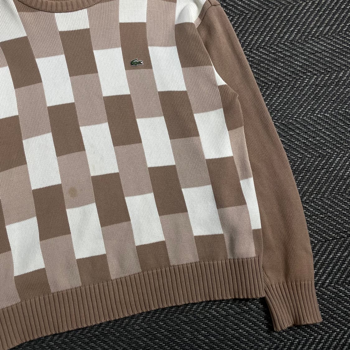 라코스테 빈티지 자수로고 블럭 패턴 니트o 3826 상품이미지2