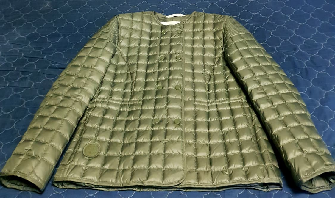 엣플레이 더블버튼 카라리스 퀄팅 허리스트링 다운자켓 카키 (55) 상품이미지1