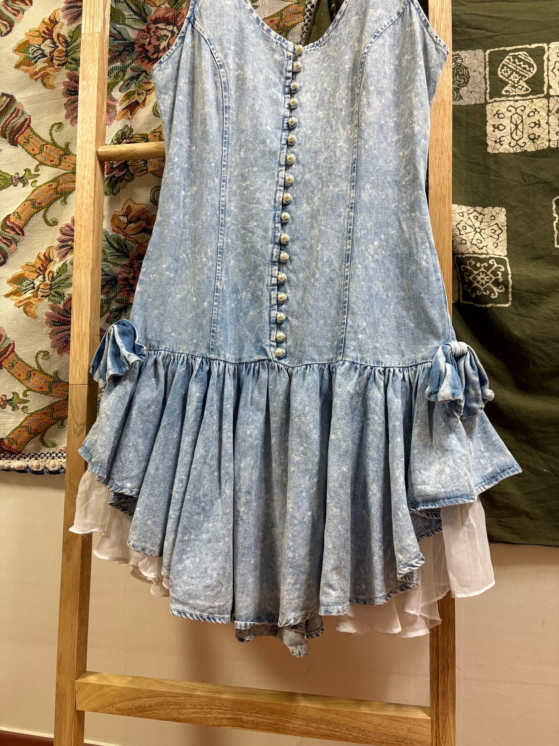 Patty 그런지페어리 데님 리본 레이어드 원피스 상품이미지3