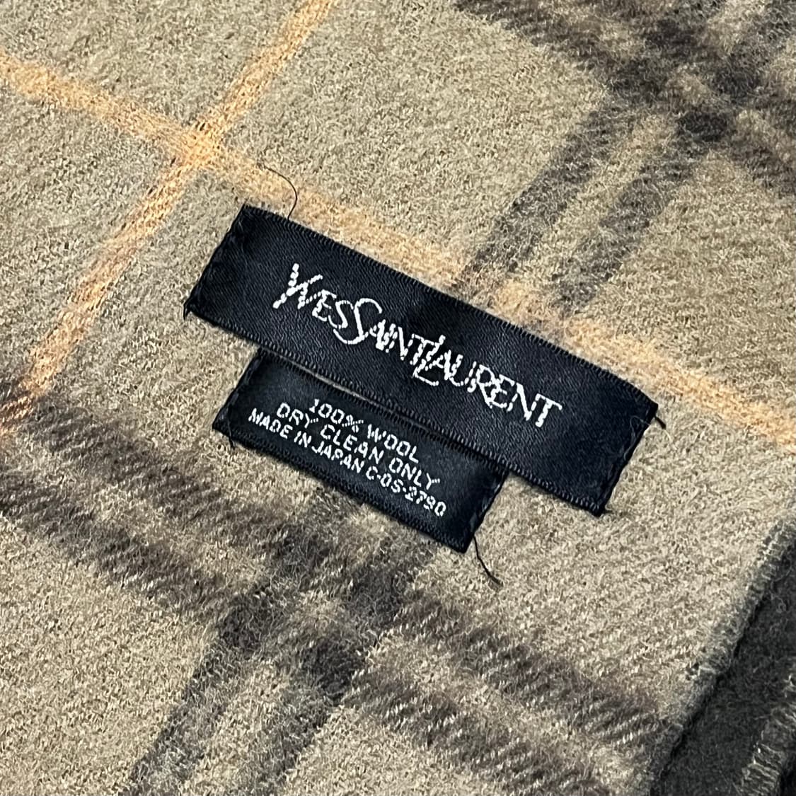 90s 입생로랑 울100 브라운 체크 머플러 목도리 상품이미지2