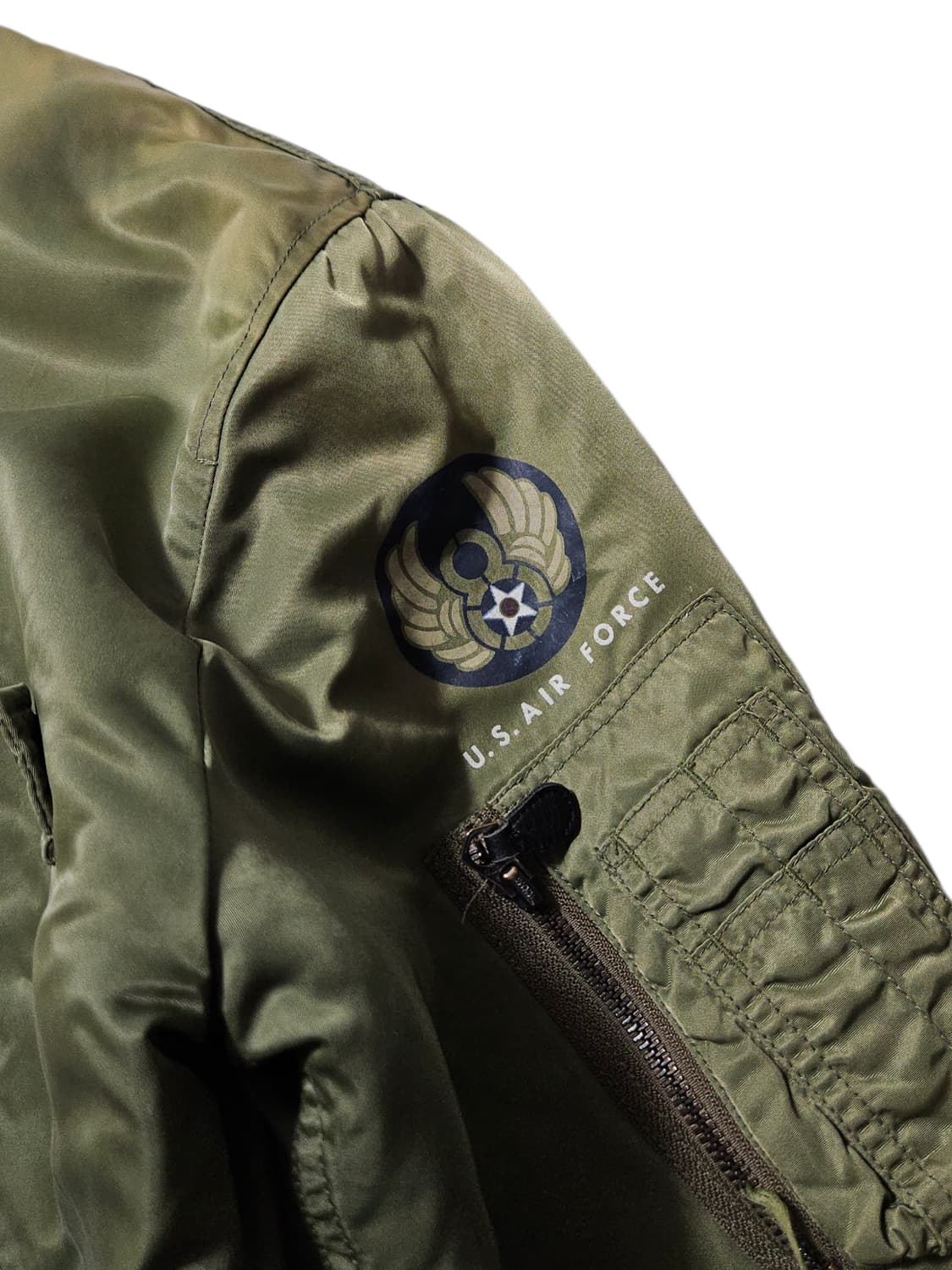 1990's 미공군 Ma-1 플라이트 자켓 항공점퍼 L 하드페이딩 상품이미지6