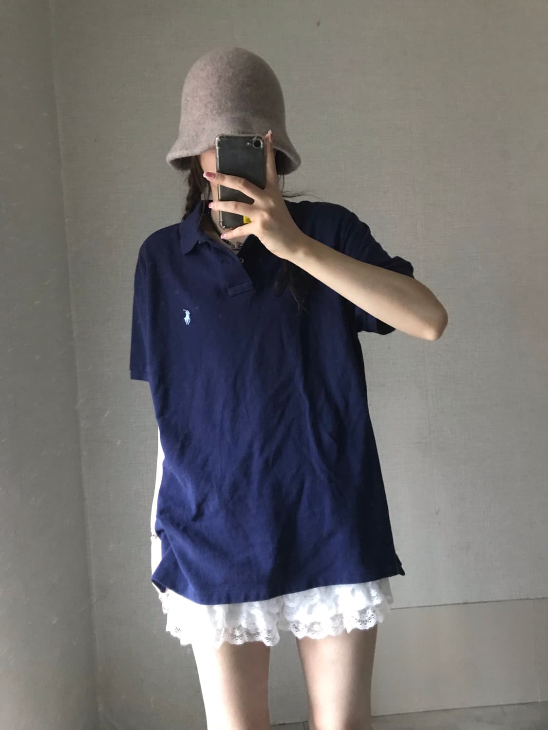폴로 네이비 오버핏 반팔pk 상품이미지5