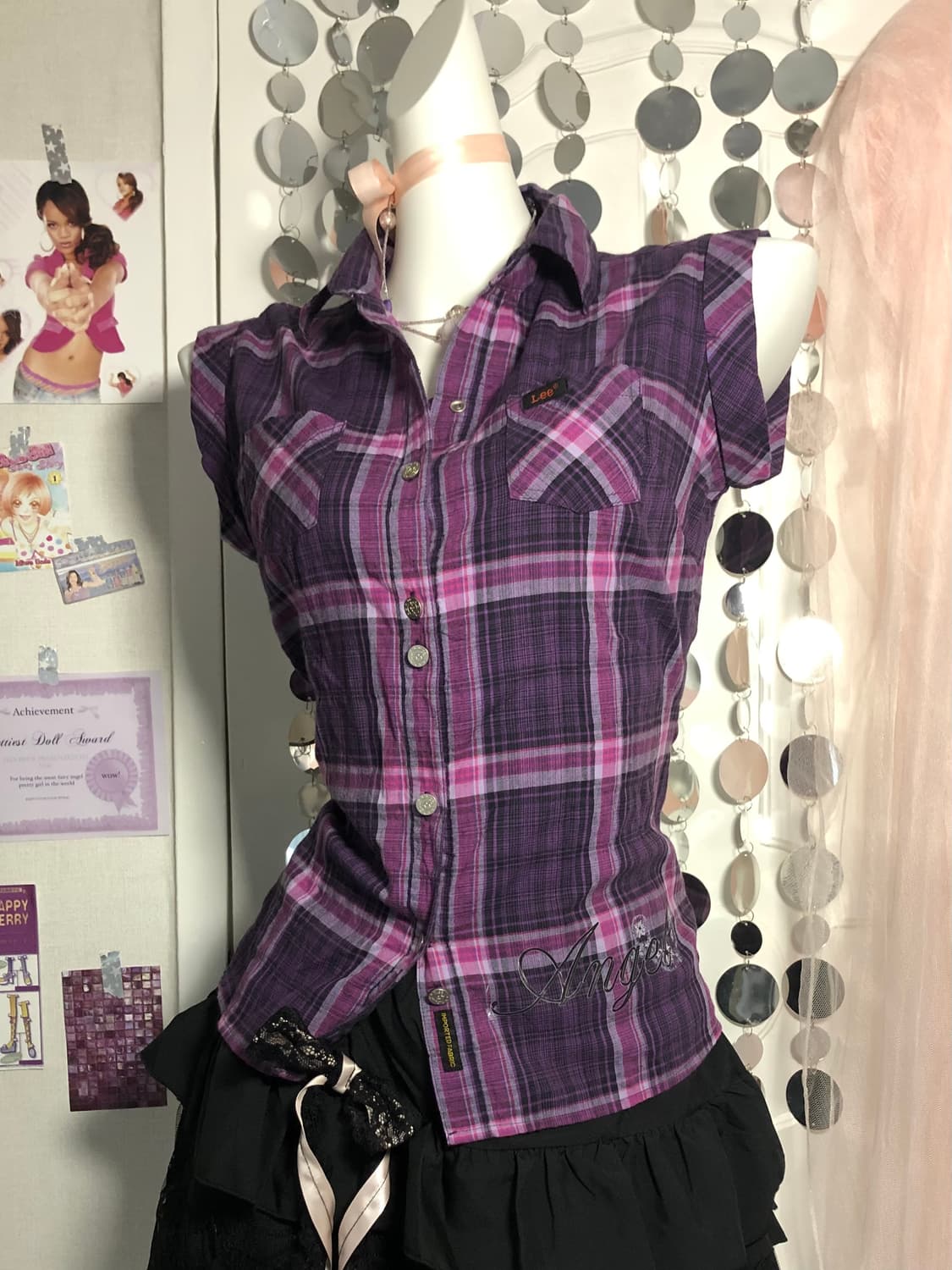Lee purple check top 상품이미지1