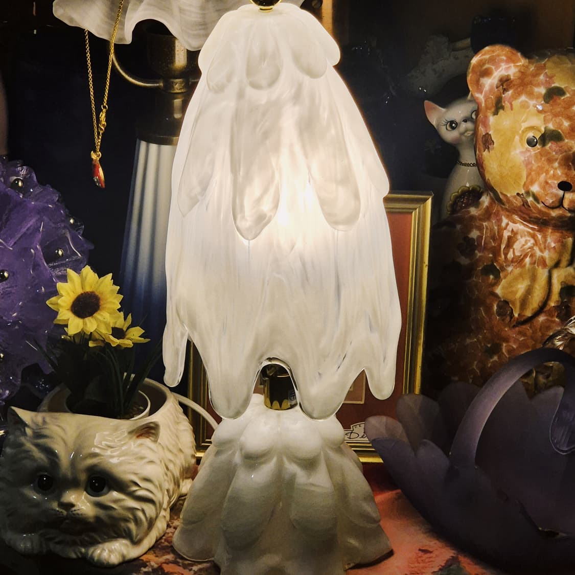 70s 이와타 요리코 화이트 마블 빅 램프 상품이미지8