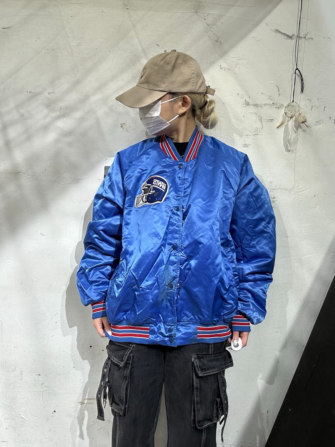 90s 빈티지 블루 봄버 자수 오버핏 자켓 XL 상품이미지2