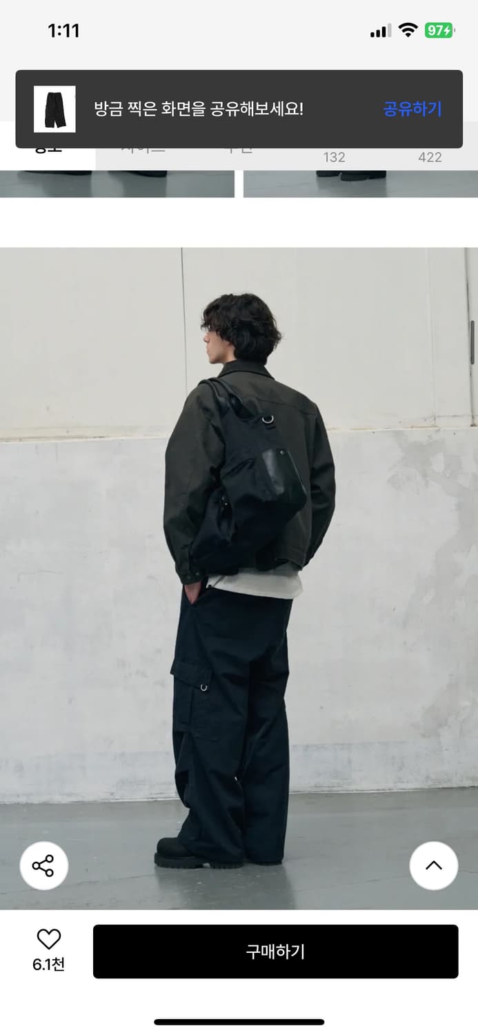 (S) 레더리 파라슈트 와이드 카고 팬츠 [COTTON BLACK] 판매 상품이미지7
