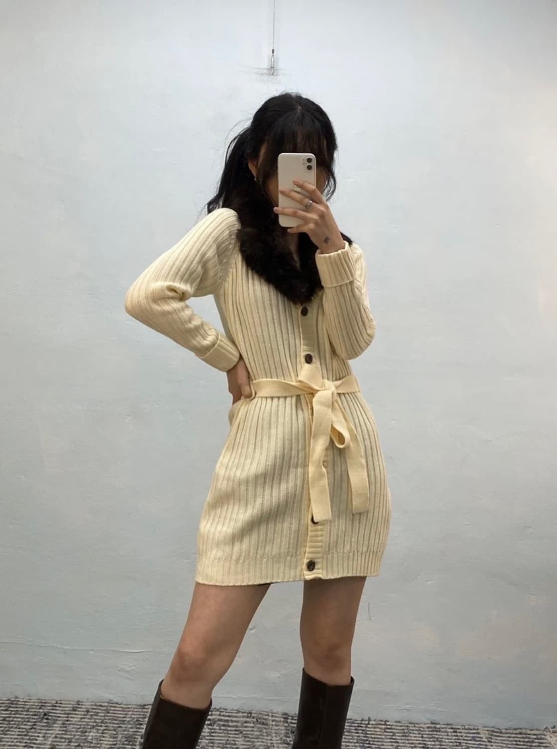 [8436]fur collar cardigan mini onepiece 상품이미지3