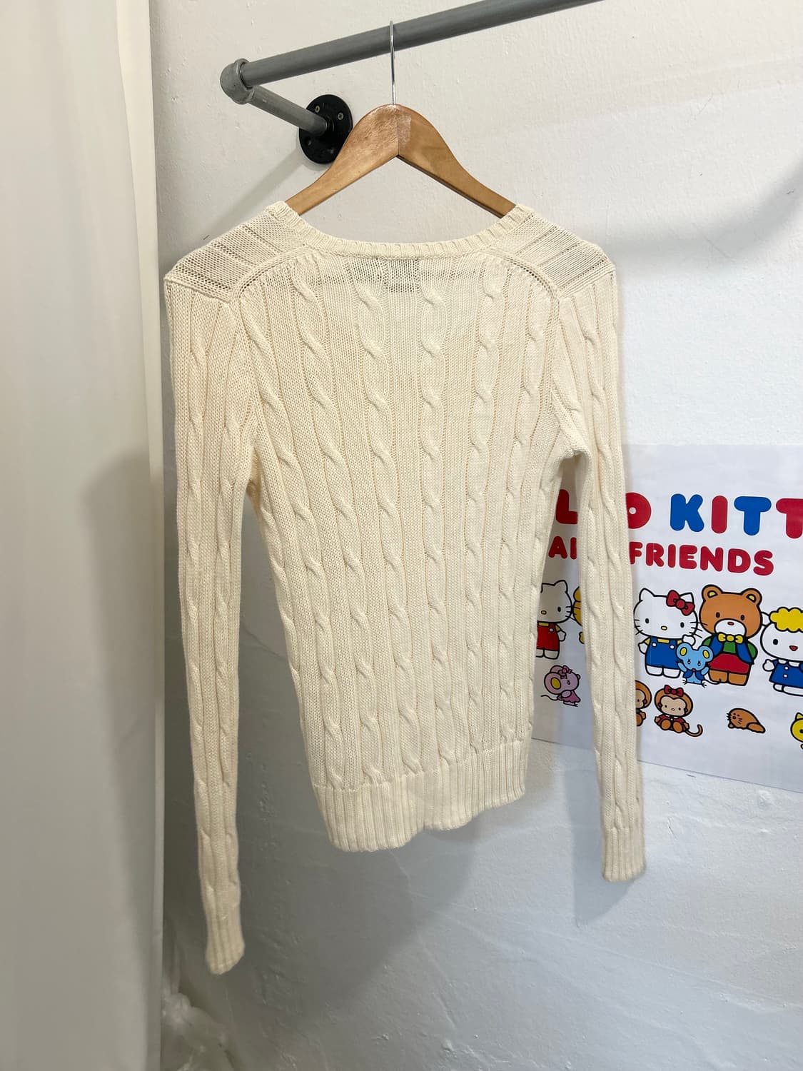 폴로 랄프로렌 케이블 스웨터 브이넥 아이보리 상품이미지4