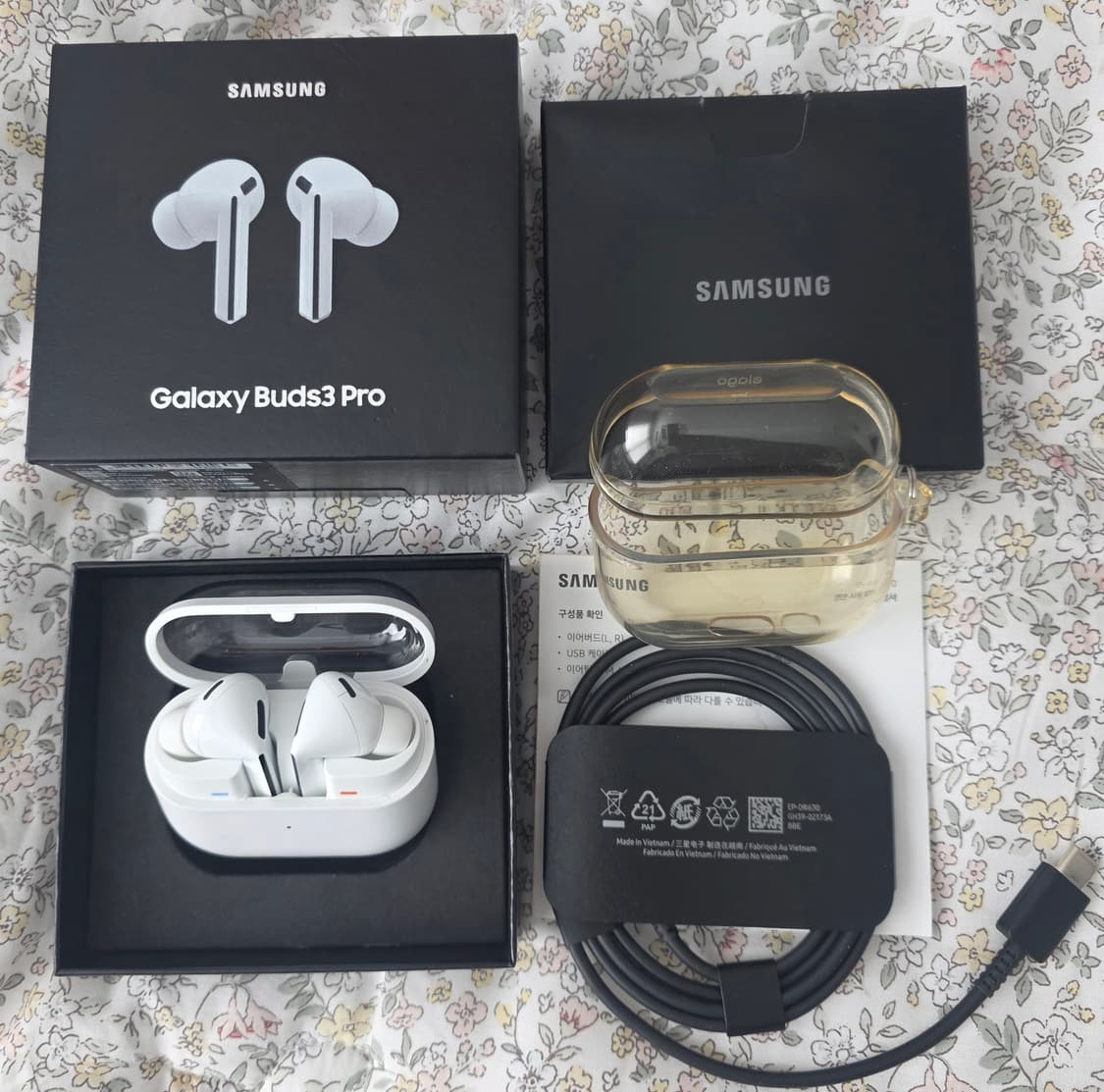갤럭시 버즈3 프로 화이트 (풀박스)+투명하드 케이스 상품이미지1