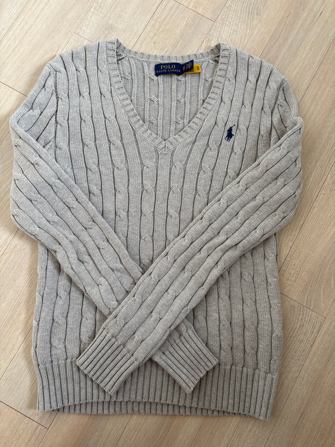 폴로 여성 브이넥 꽈배기 니트 XS 상품이미지1