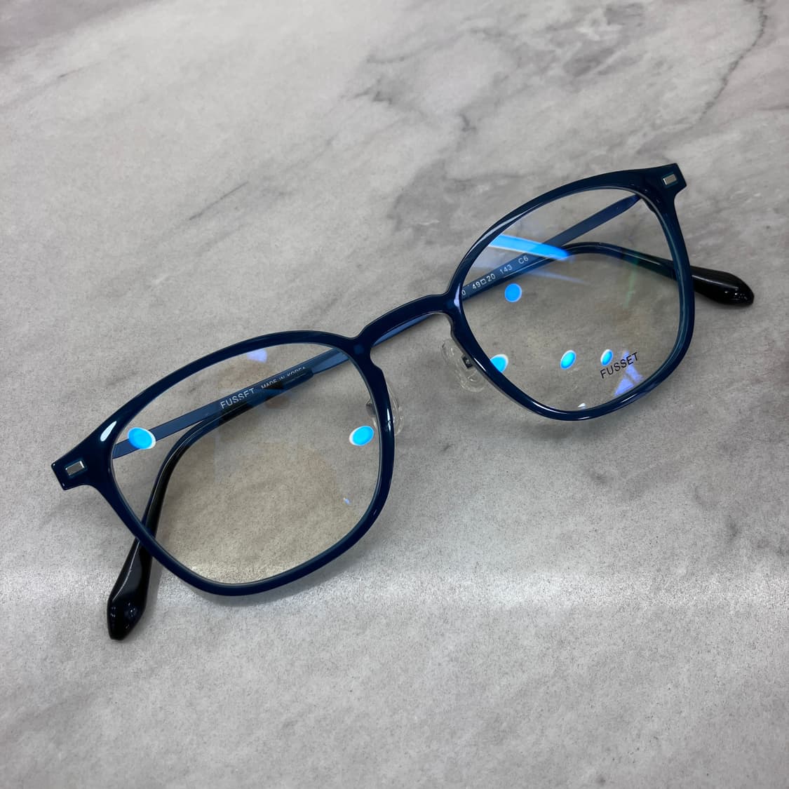 C62 FUSSET 블루 웰링턴 콤비 뿔테 안경 상품이미지1