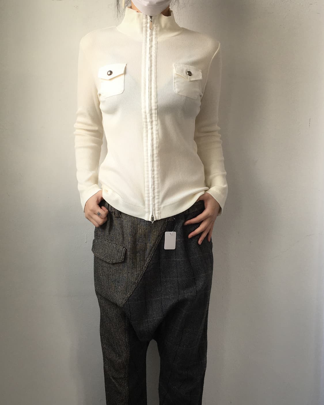 Pocket point high neck ribbed zip up 상품이미지7