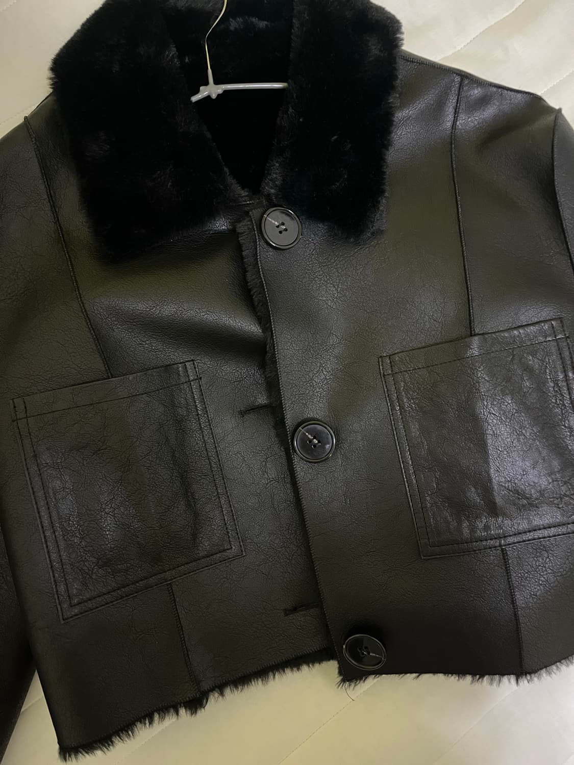 Notyourrose 낫유어로즈 숏 리버시블 레더 무스탕(s) 상품이미지4