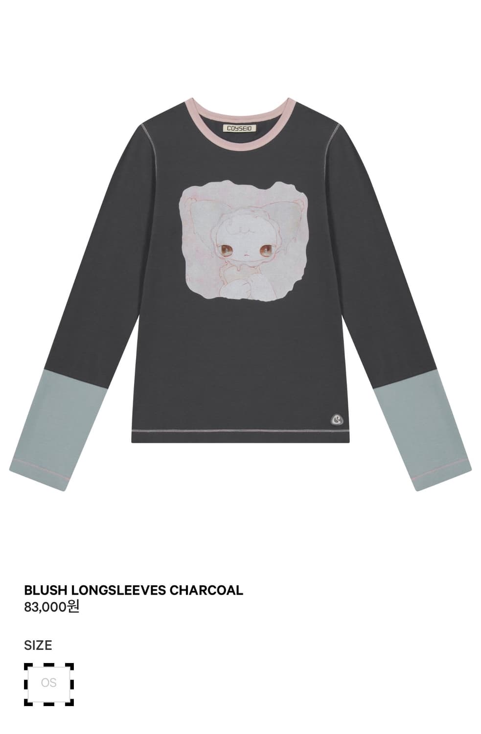 코이세이오 BLUSH LONGSLEEVES CHARCOAL 상품이미지1