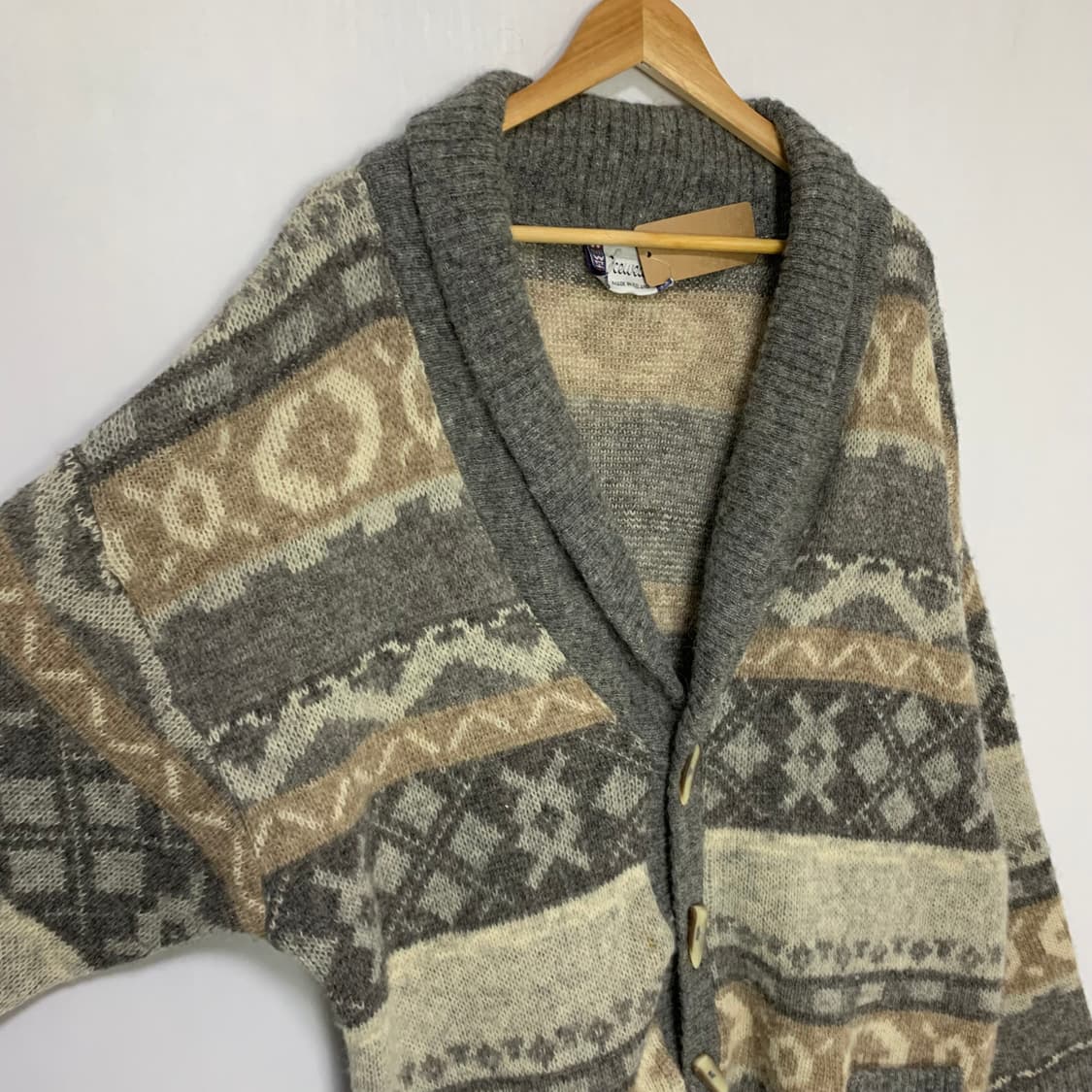 JPN 일본 빈티지 노르딕 패턴 더플 울니트 스웨터 가디건 남녀공용 상품이미지3