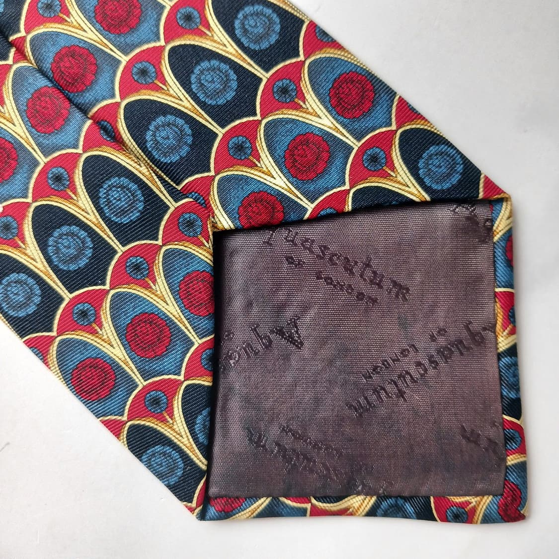 아쿠아스큐텀 실크 네이비 멀티 패턴 넥타이 9.7cm A+등급 G27 상품이미지8