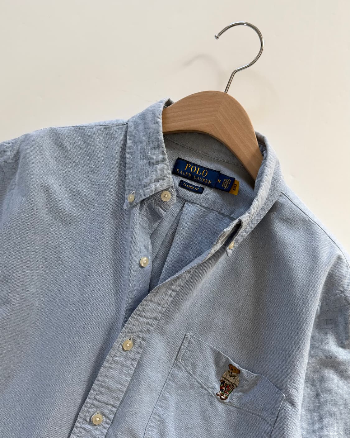 Polo 폴로 랄프로렌 QR신형 스카이블루컬러 포켓베어자수 클래식핏 셔츠 상품이미지3