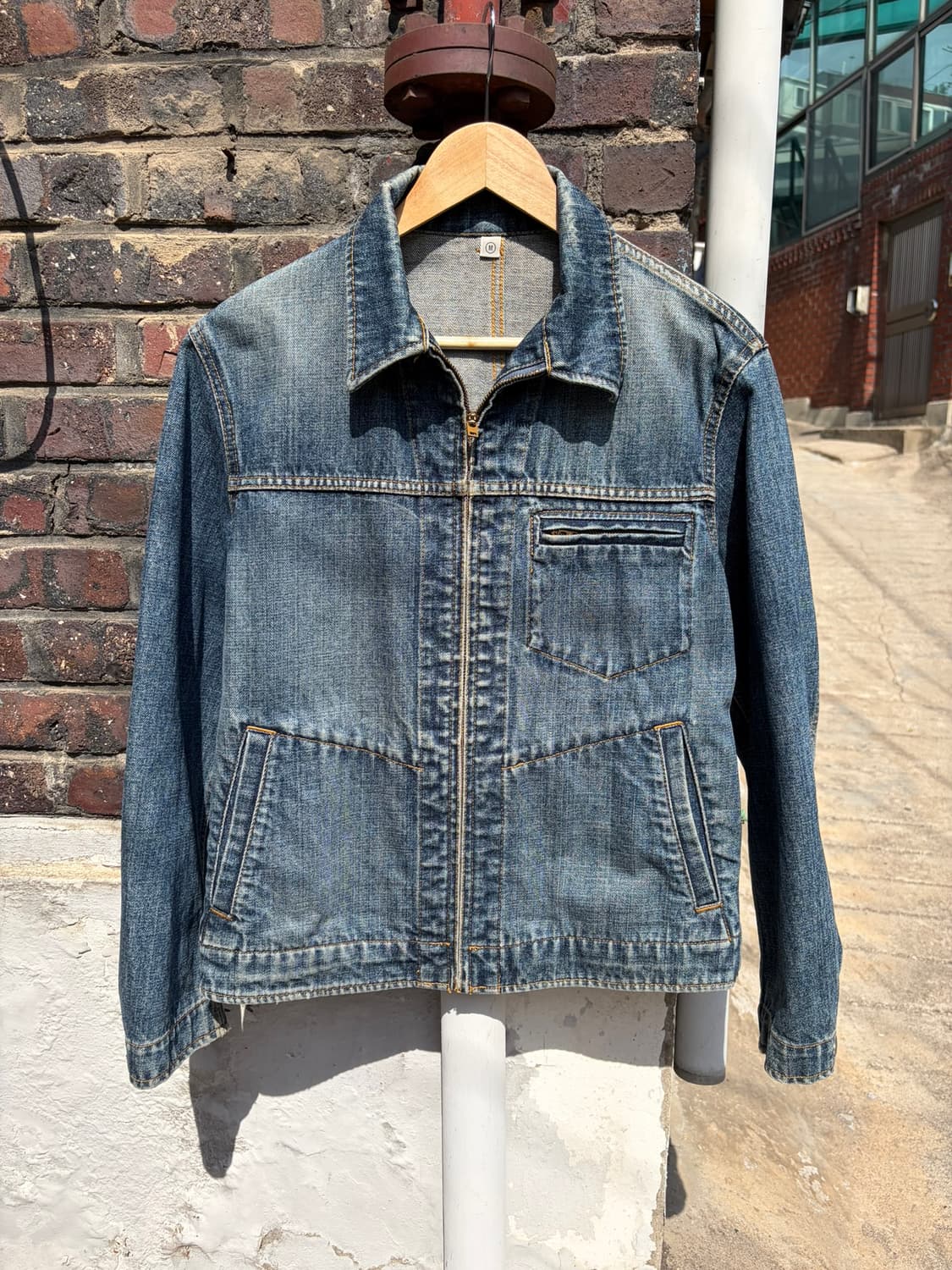 Old Uniqlo 데님 집업 워크 자켓 상품이미지1