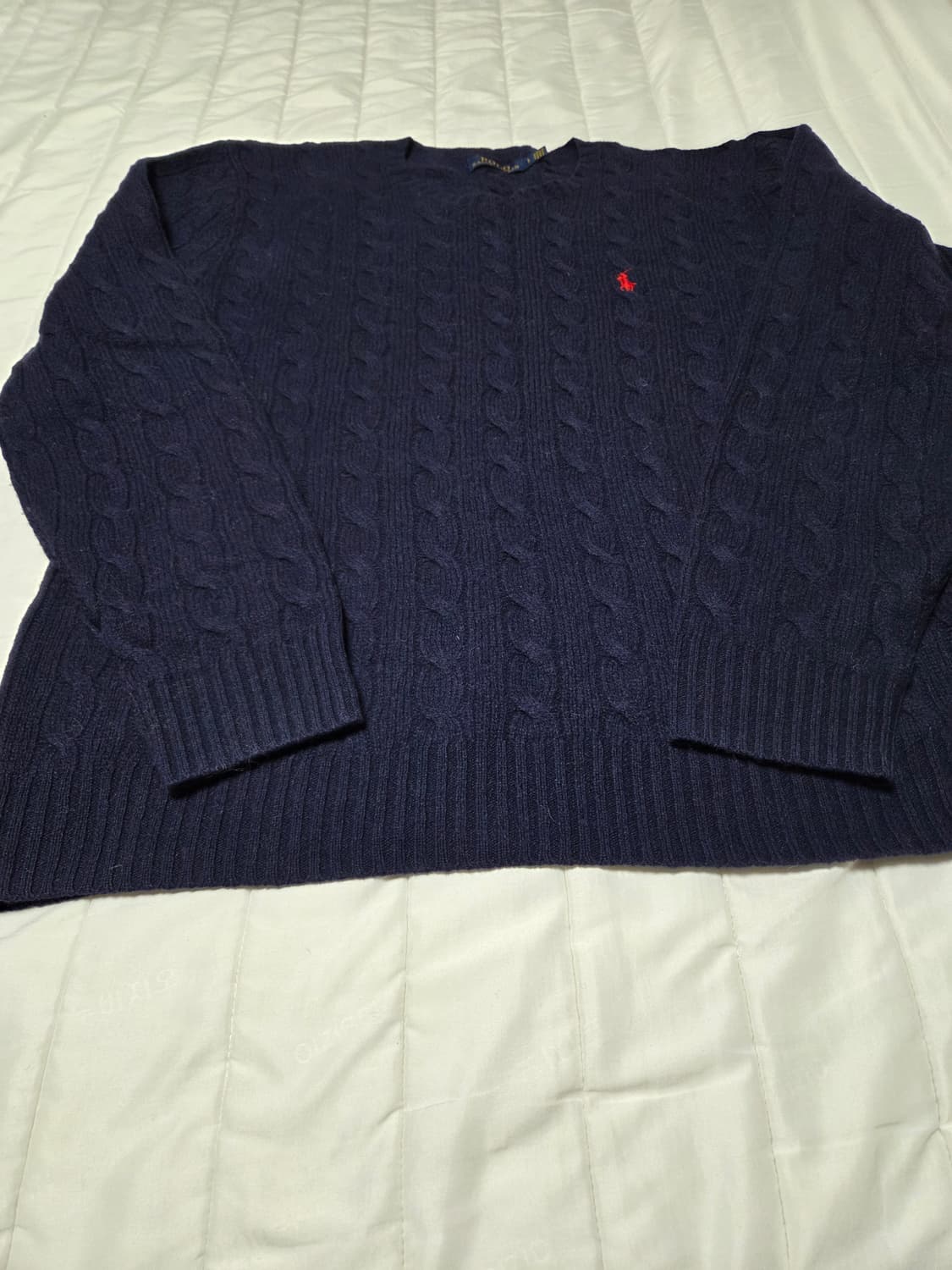 [L]폴로 울캐시미어 꽈배기니트 네이비 2회착 상품이미지2