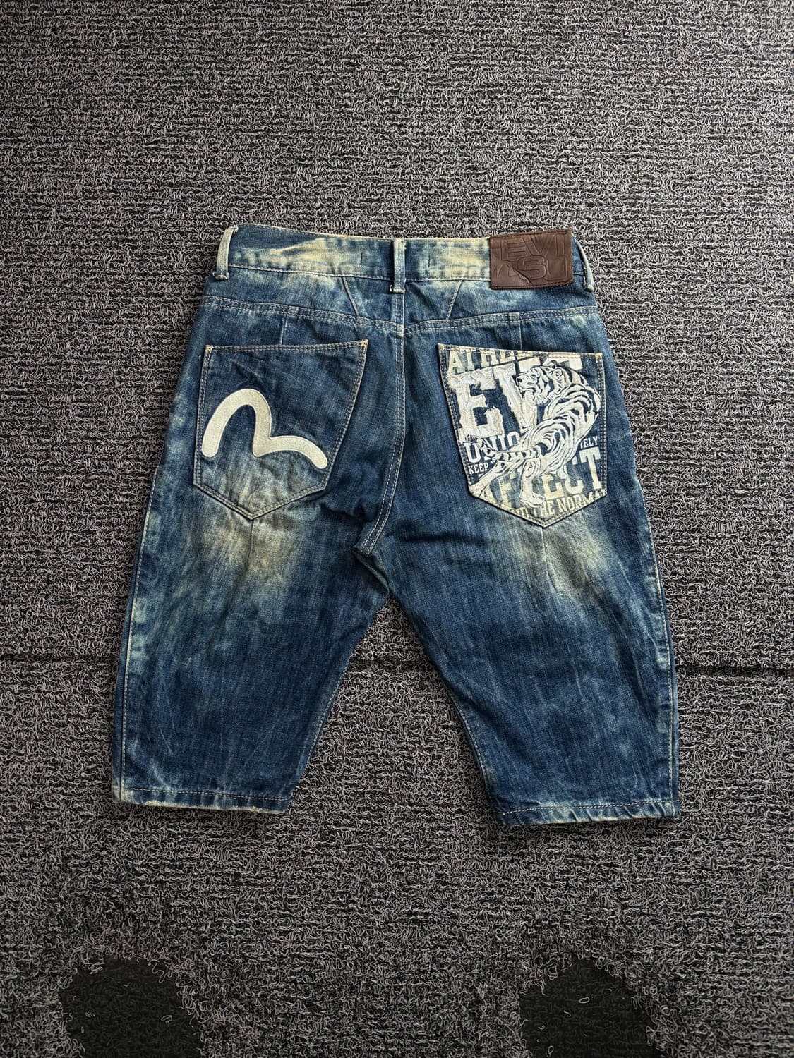 00s 에비수 자수 올그스쿨 아이스 워싱 하프 팬츠 3734 상품이미지4