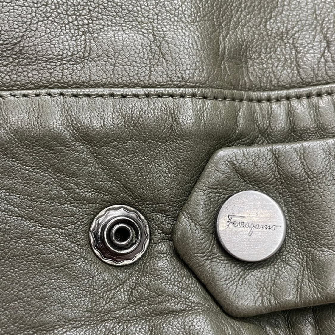 Salvatore FERRAGAMO 레더 자켓 카키 50 상품이미지7
