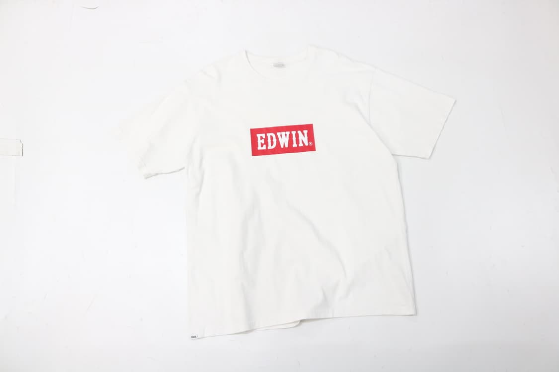 에드윈 EDWIN 빈티지 레드 박스 로고 화이트 반팔 티셔츠 (XL) 상품이미지2