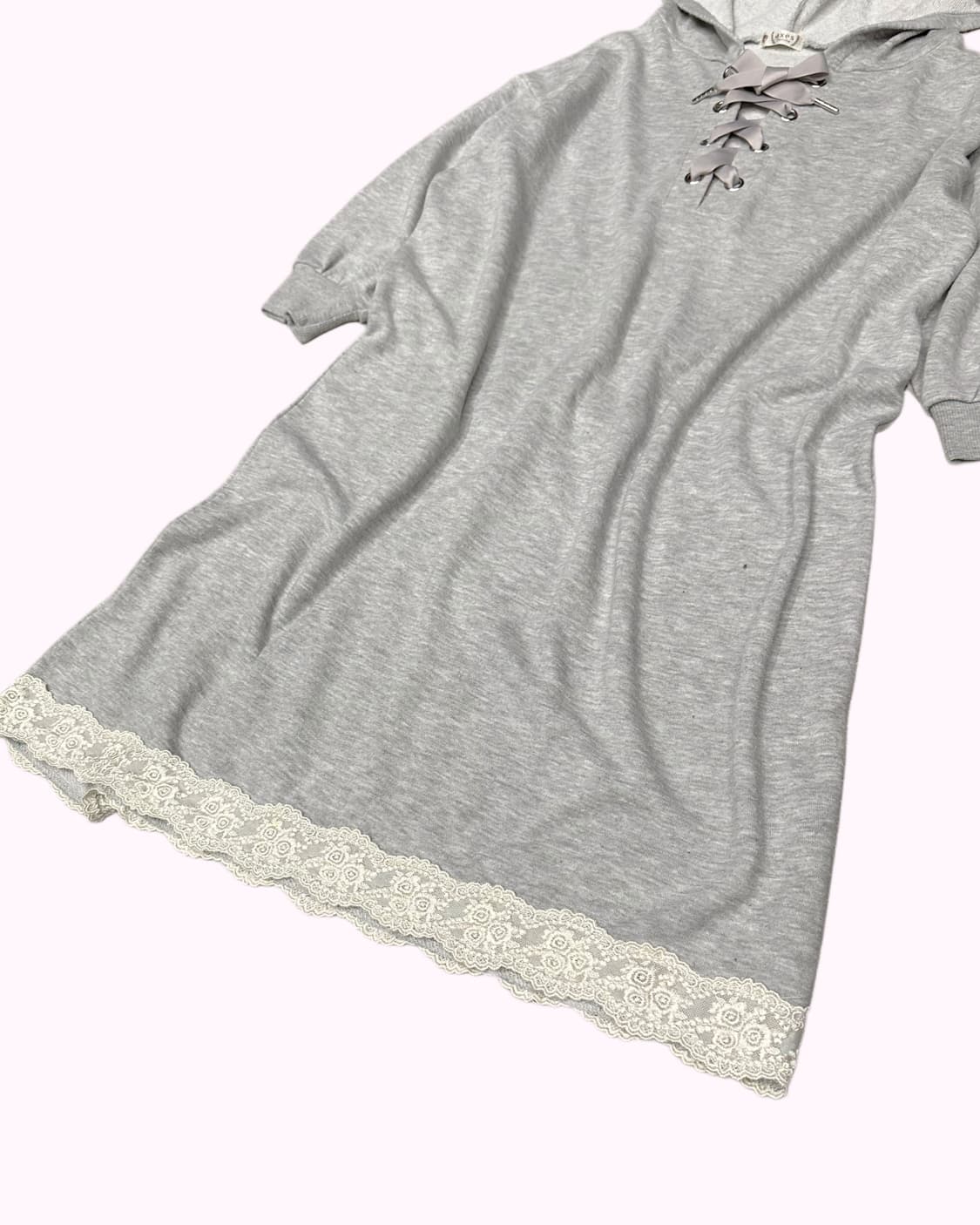 lace-up grey hood dress 상품이미지3