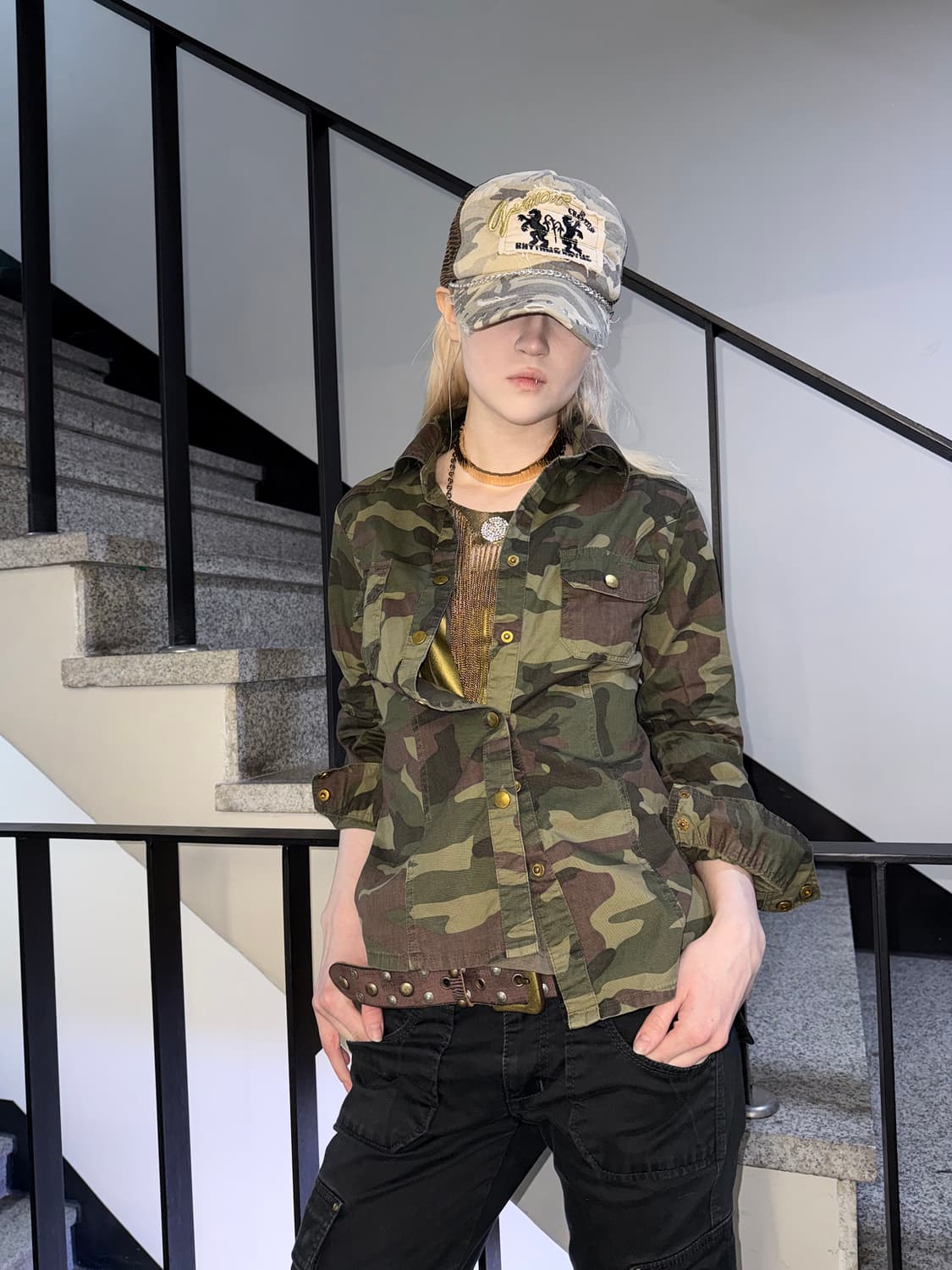 camo open collar shirt 상품이미지4
