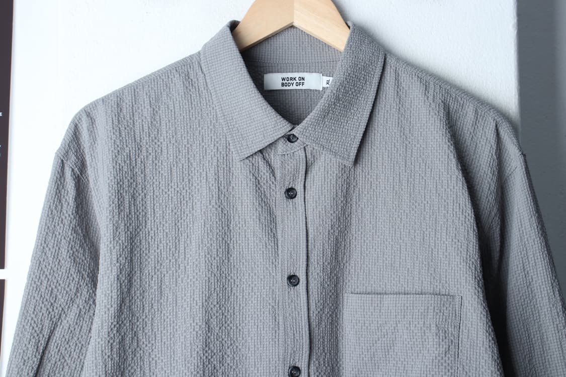 (XL-2XL) 워크온바디오프 셔츠 남방 체크 그레이-H3H33811 상품이미지3
