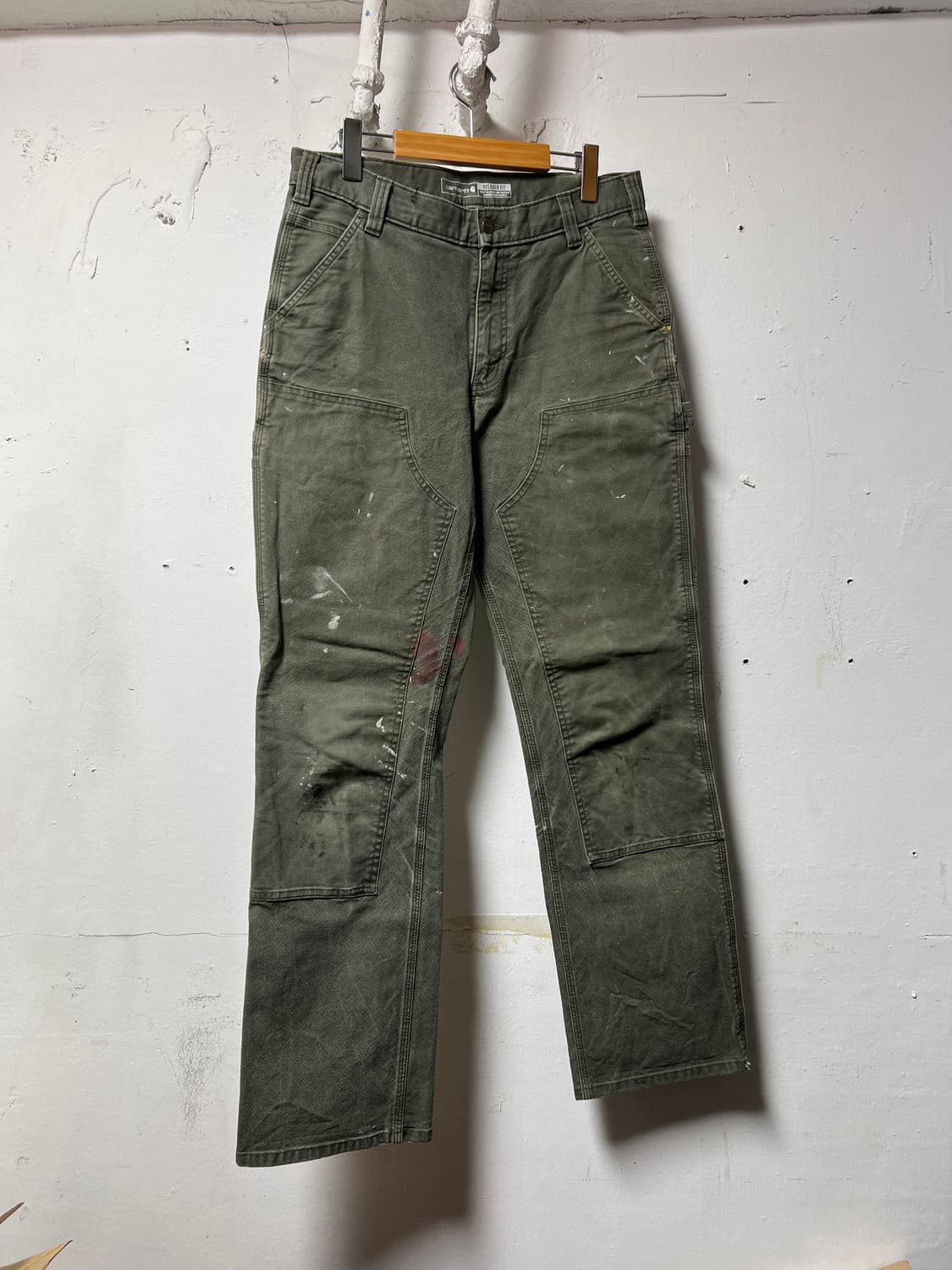 칼하트 릴랙스핏 더블니 카펜터 팬츠 모스 그린 상품이미지1