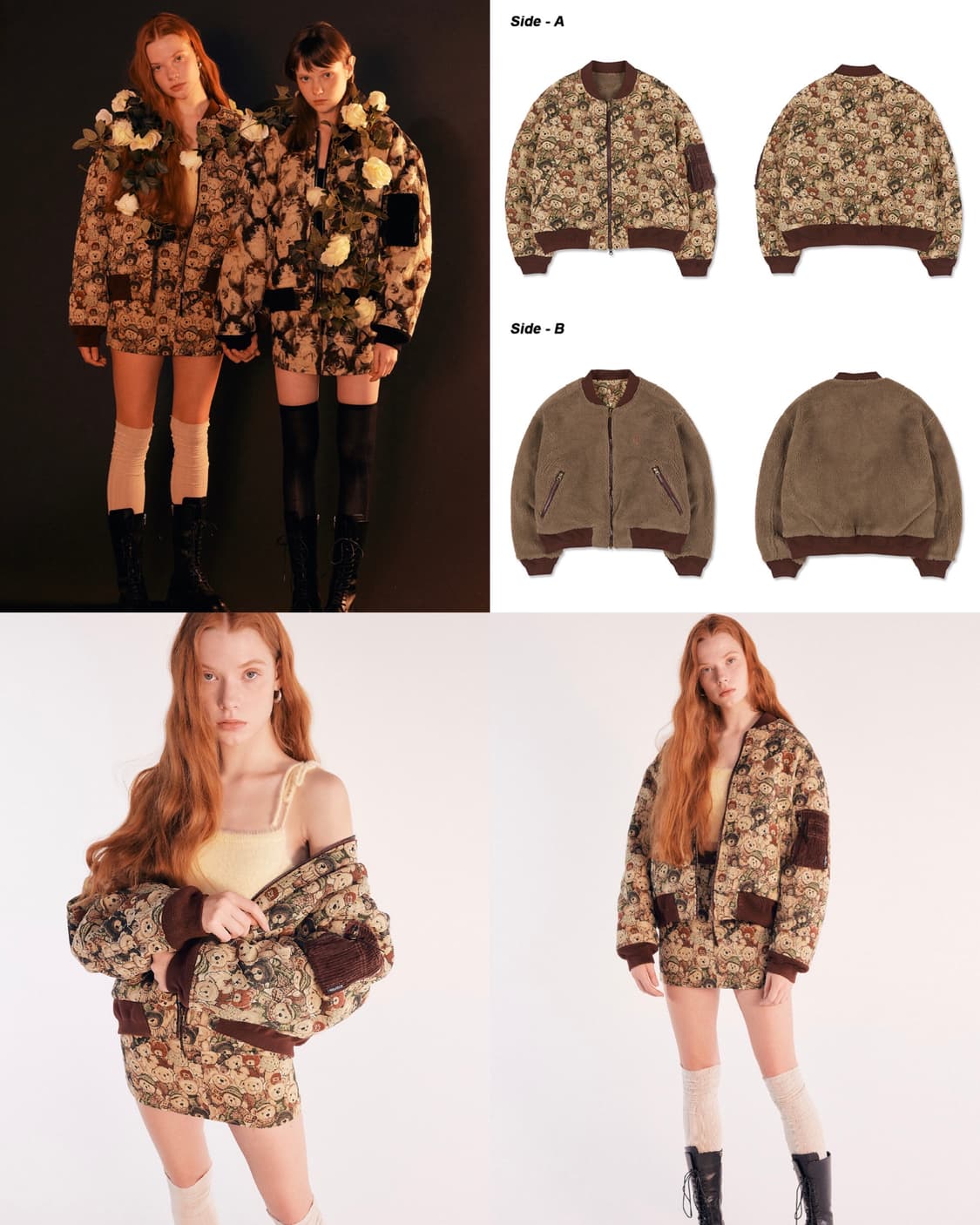 스컬프터 곰돌이 테디베어 프렌즈 카펫 리버서블 양면 자켓 M 상품이미지2