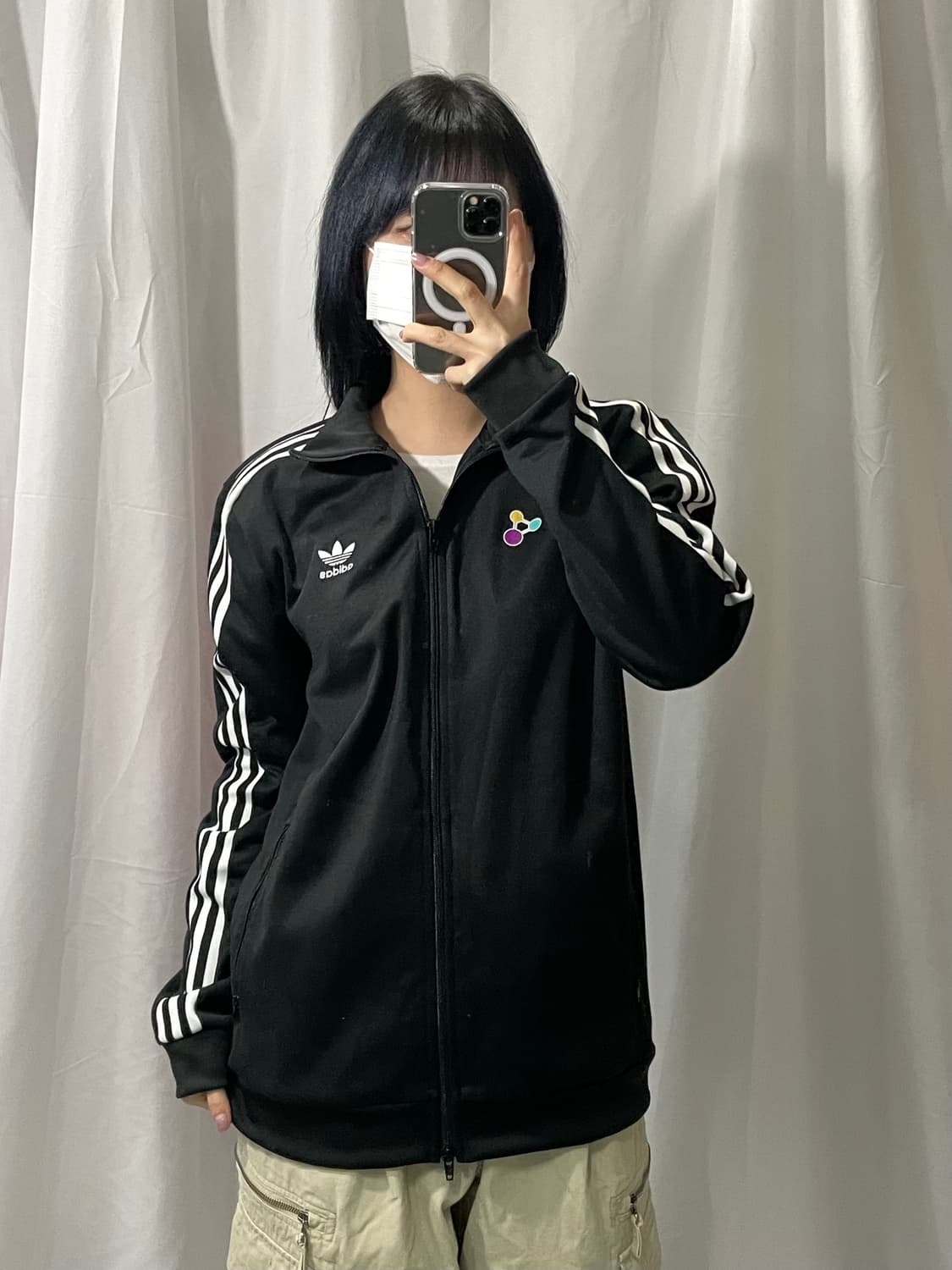 아디다스 검은색 흰색 삼선 라인 져지 XL 상품이미지1