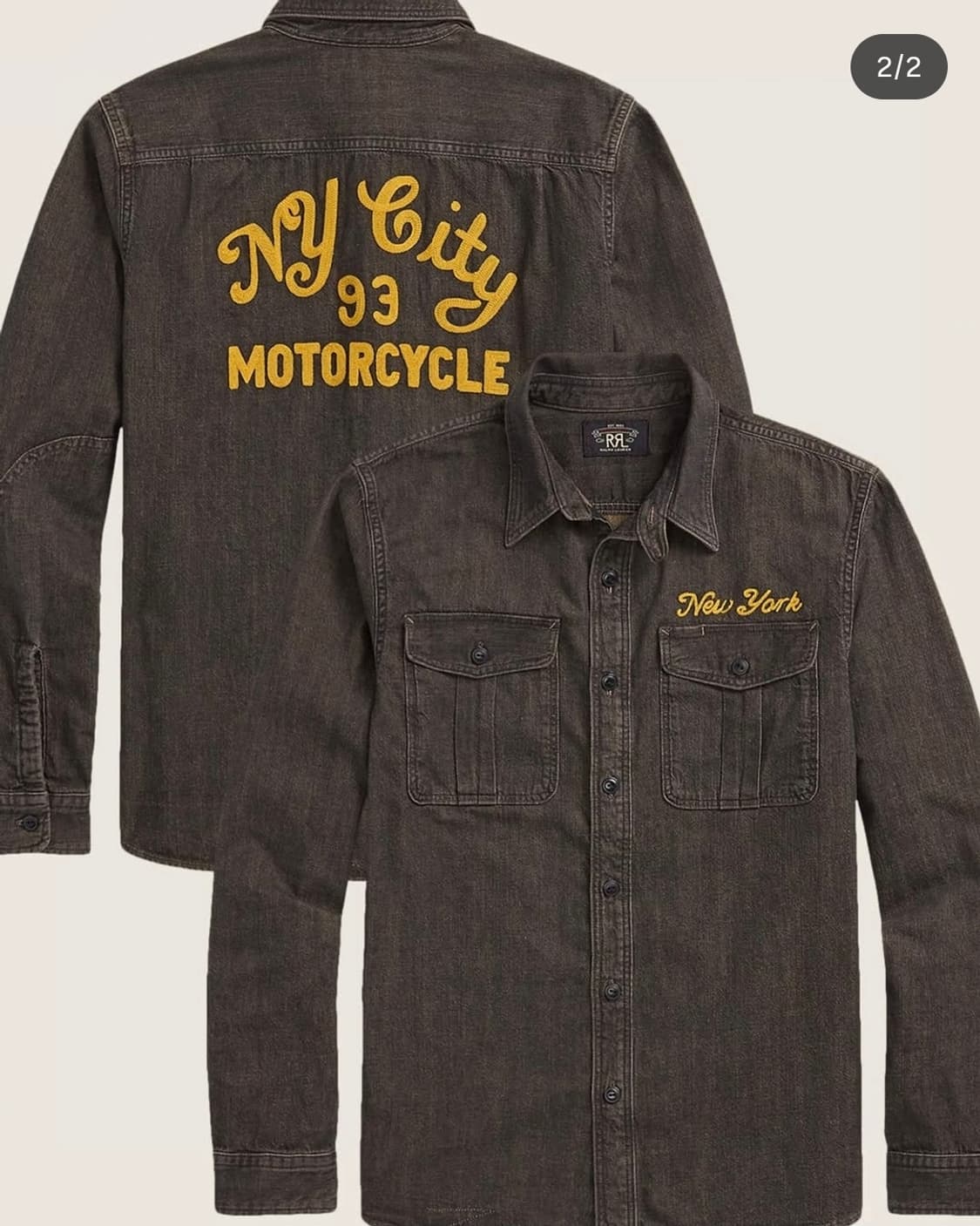 RRL 임브로이더 데님셔츠 M 새상품 상품이미지1