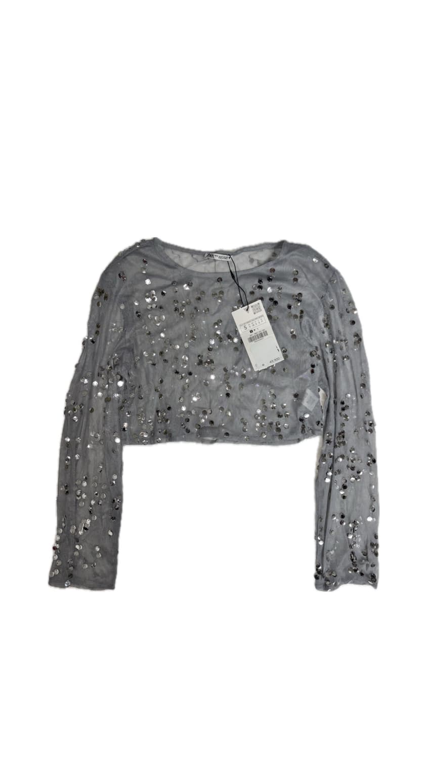 자라 시스루 시퀸 크롭탑 상품이미지5