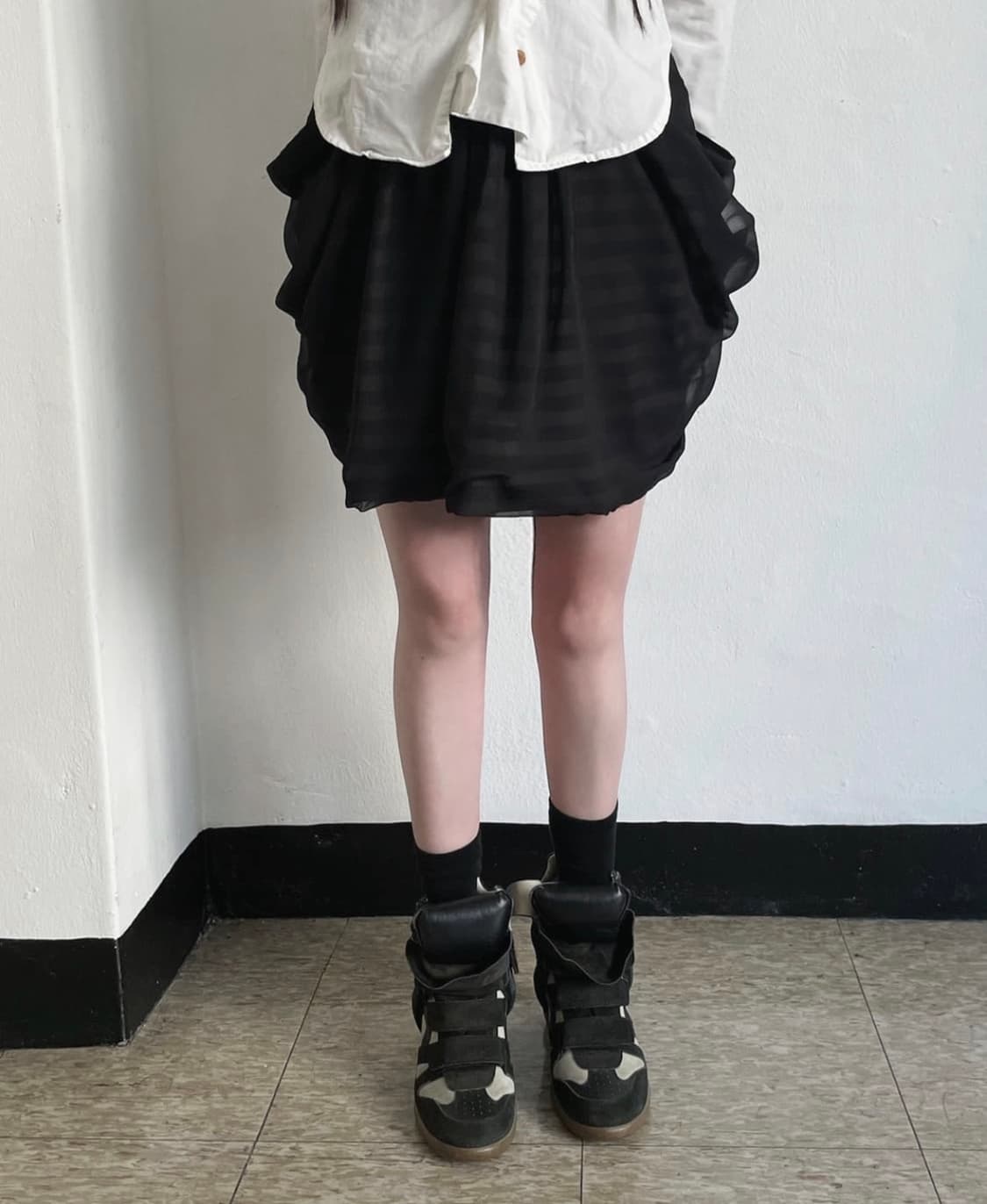 나노 유니버스 드레이프 스트라이프 스커트 상품이미지2