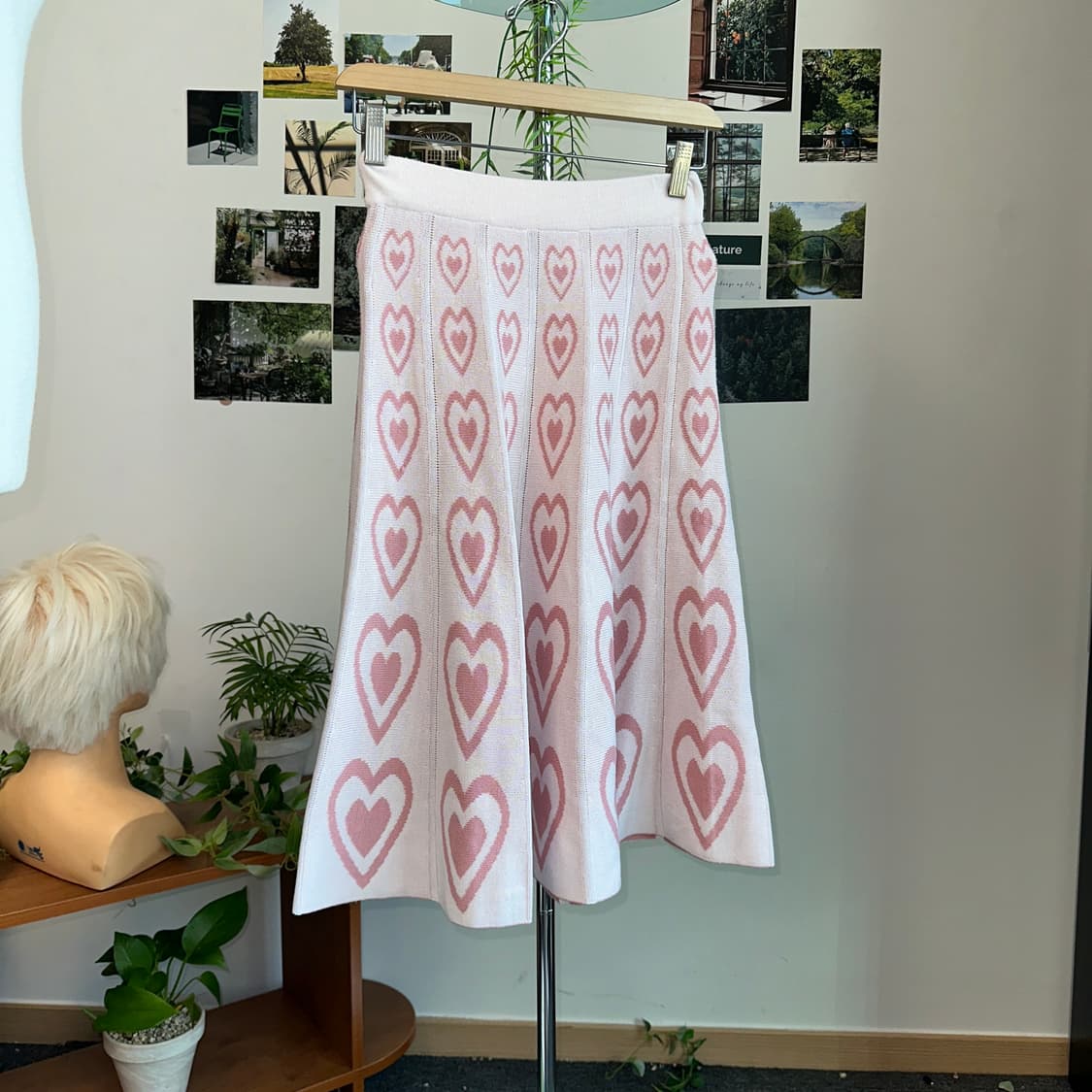 Baby pink heart knit skirt 상품이미지2