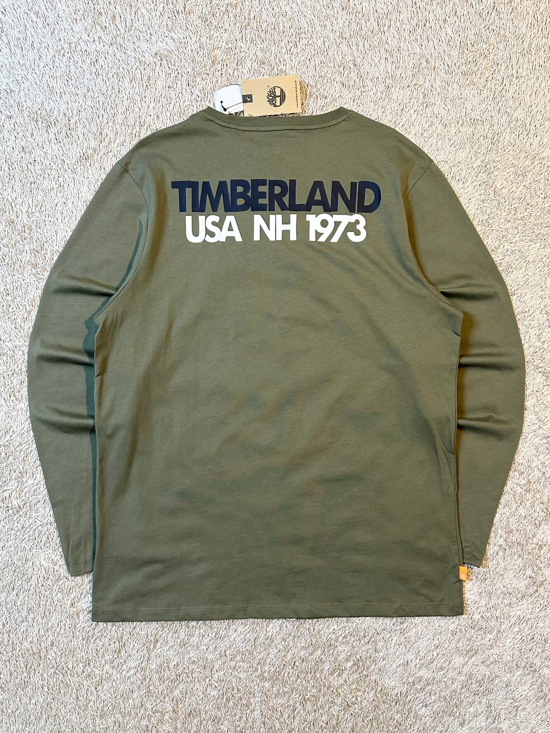 팀버랜드 TIMBERLAND 백로고 롱슬리브 긴팔 티셔츠 올리브 상품이미지1