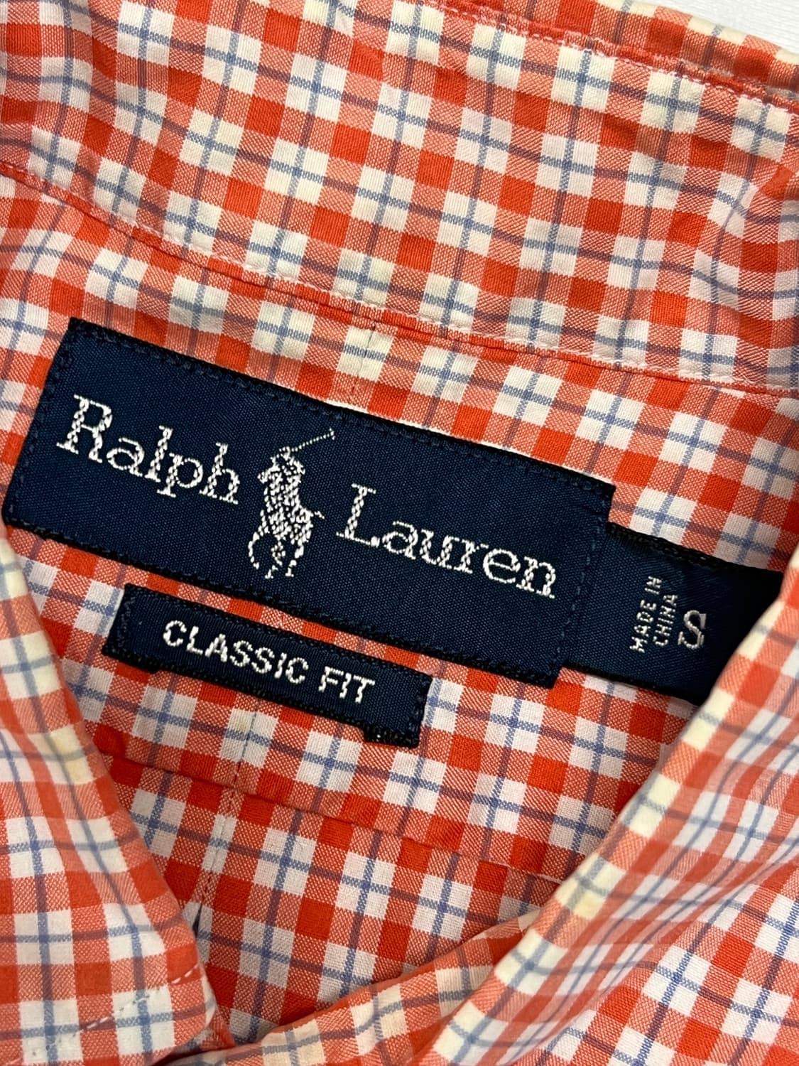 (S) 폴로랄프로렌 커스텀핏 체크 반팔 셔츠 오렌지 상품이미지3