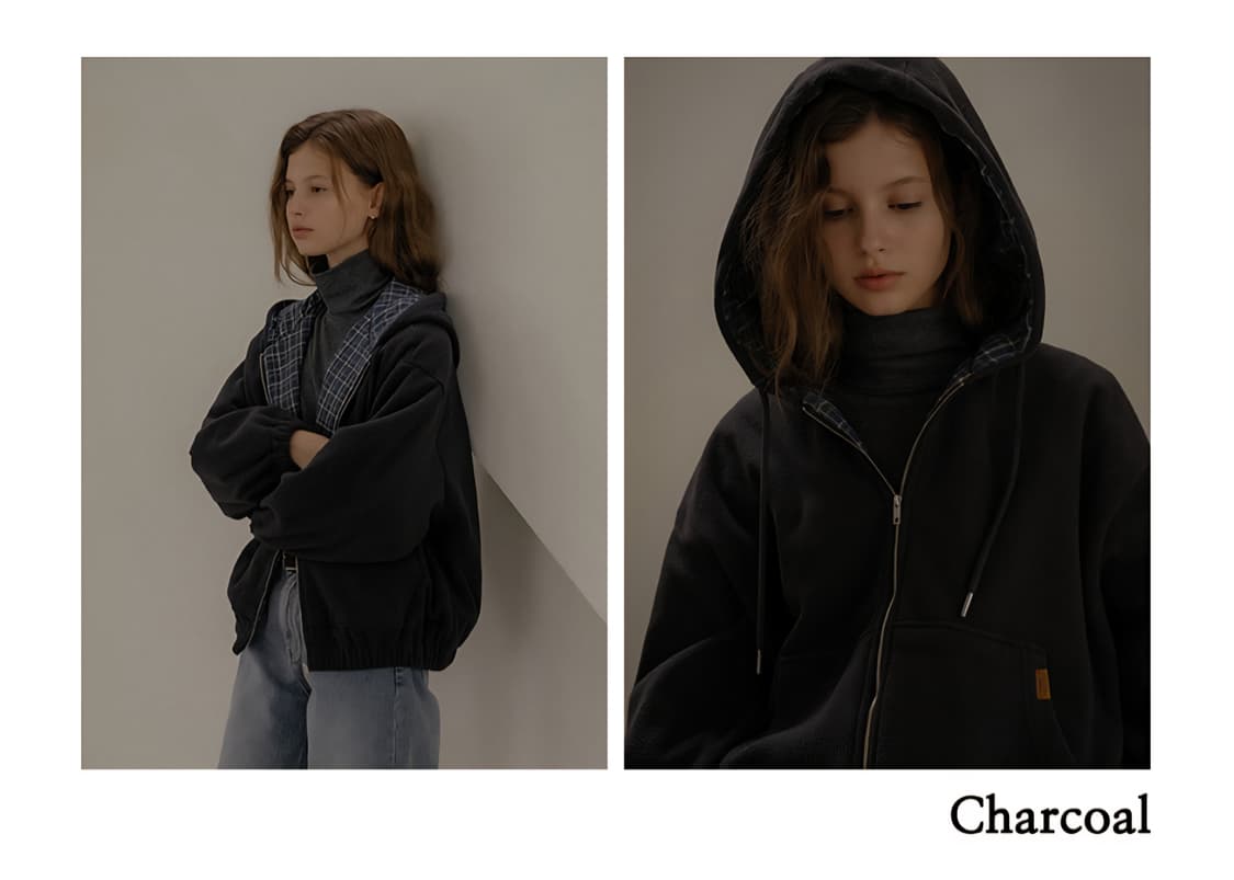 편택포) TILL I DIE/틸아이다이 체크 포인트 플리스 집업 차콜 상품이미지2