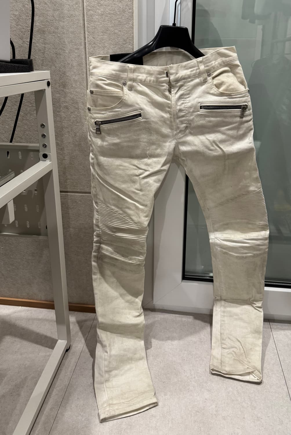 발망 화이트 지퍼 포켓 슬림 진 상품이미지1