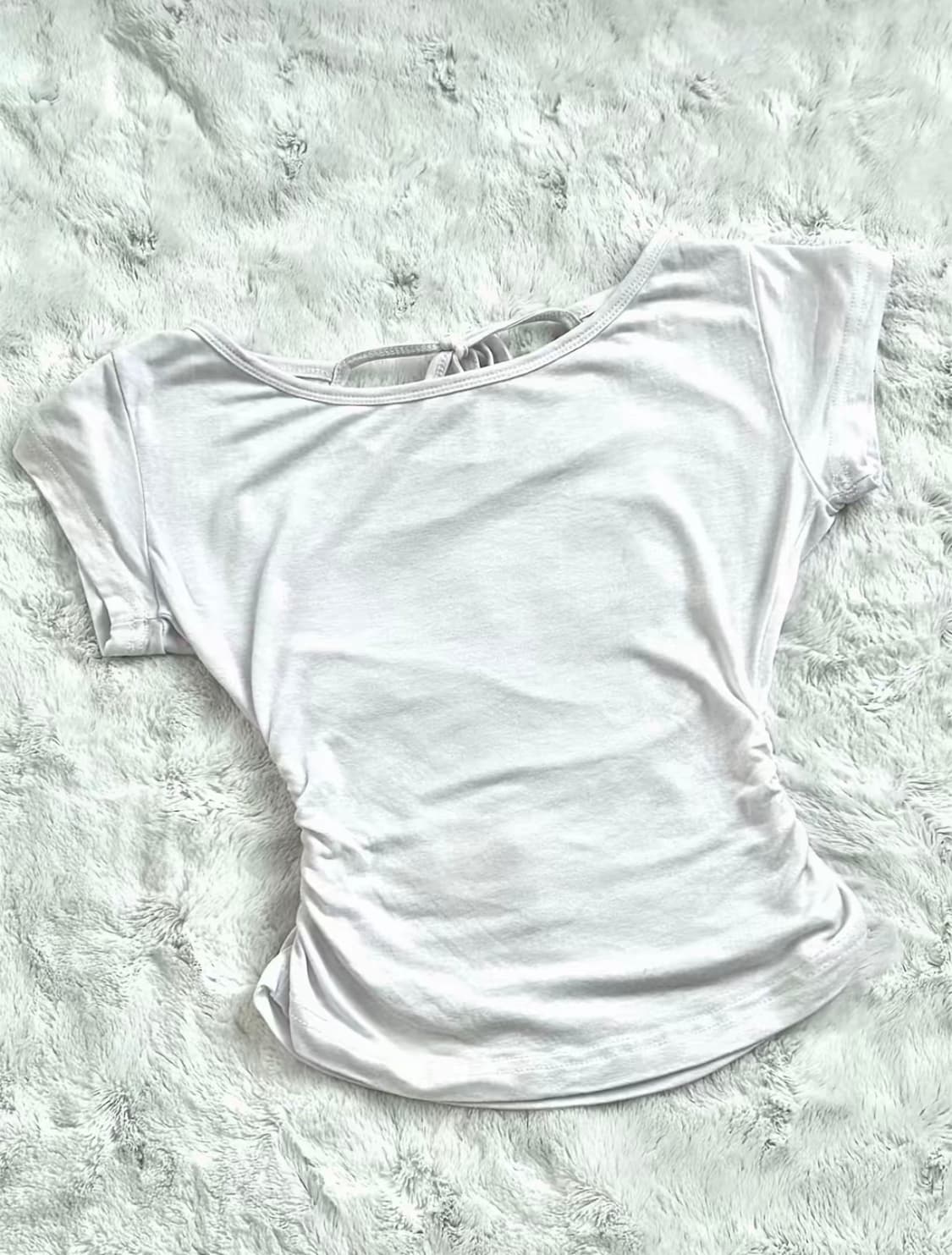 [새상품] 여리핏 셔링 포인트 리본 반팔티 상품이미지1