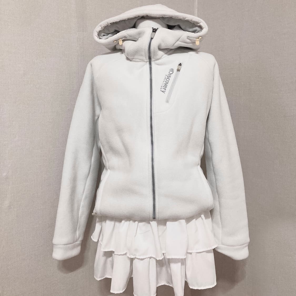 디스커버리 화이트 플리스집업 L 상품이미지1