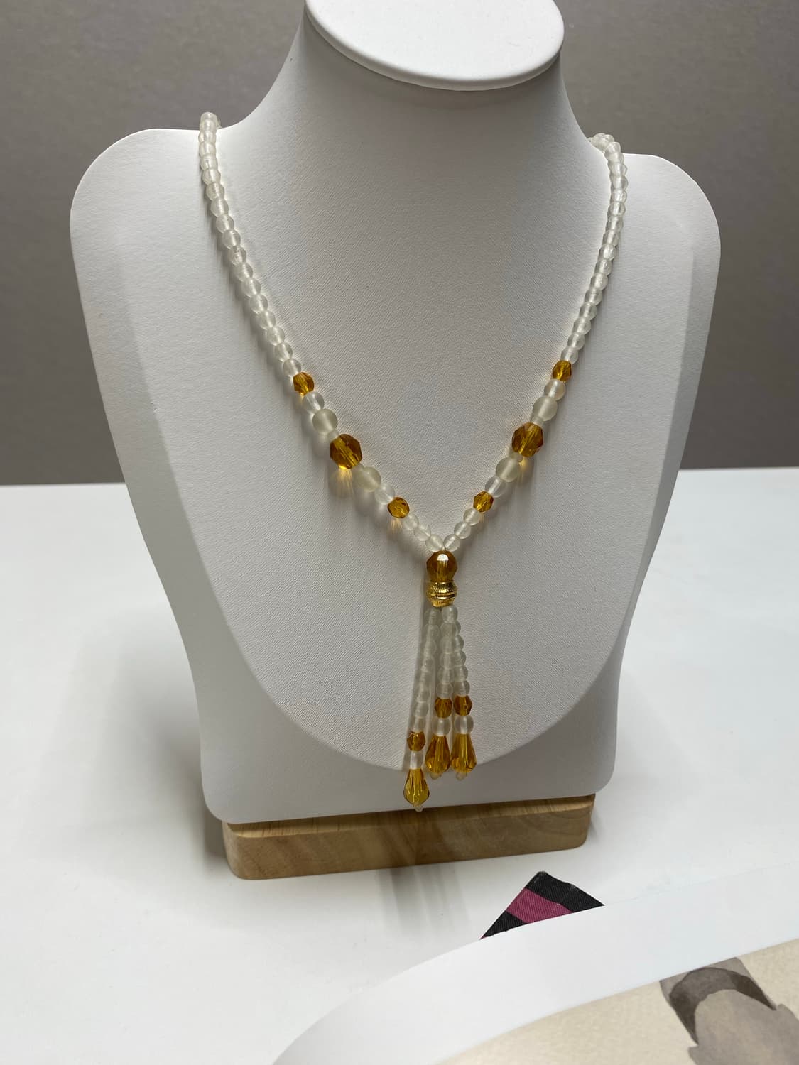 빈티지 옐로우 골드 비즈 목걸이 상품이미지2