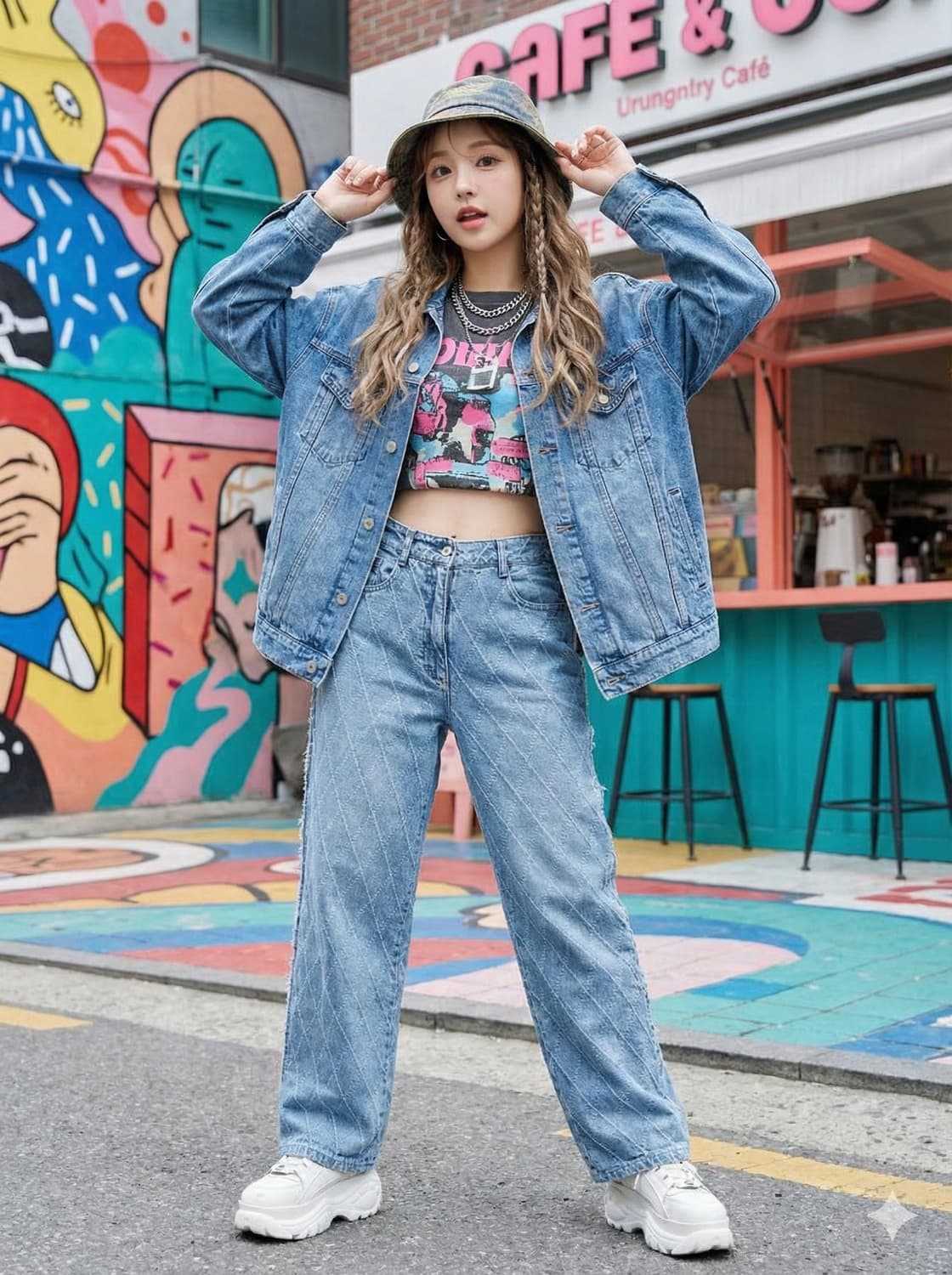 시슬리(SISLEY) 다이아 퀄팅 프린지 데님 팬츠 상품이미지1