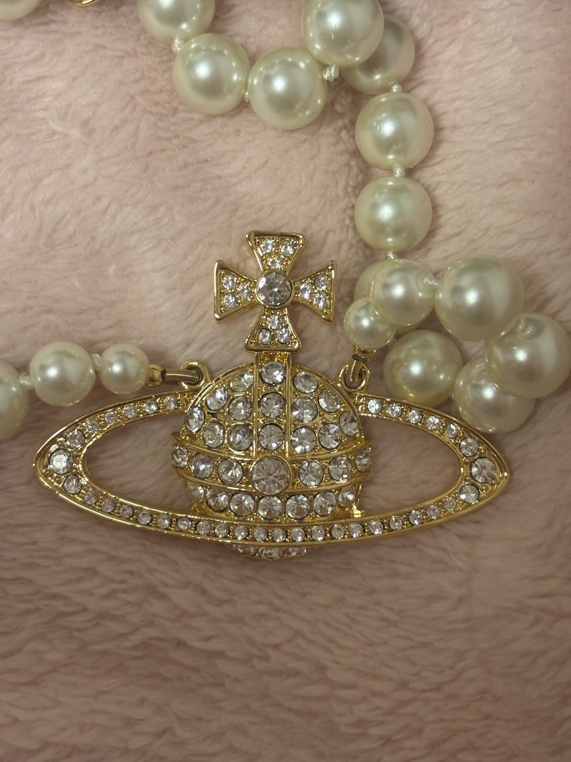 빈티지 비비안웨스트우드 빅로고 orb 진주목걸이 상품이미지2