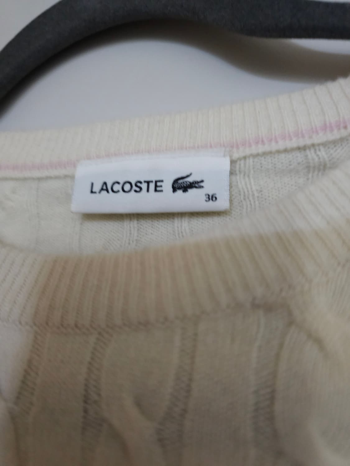 라코스테 아이보리 꽈배기 니트 상품이미지3