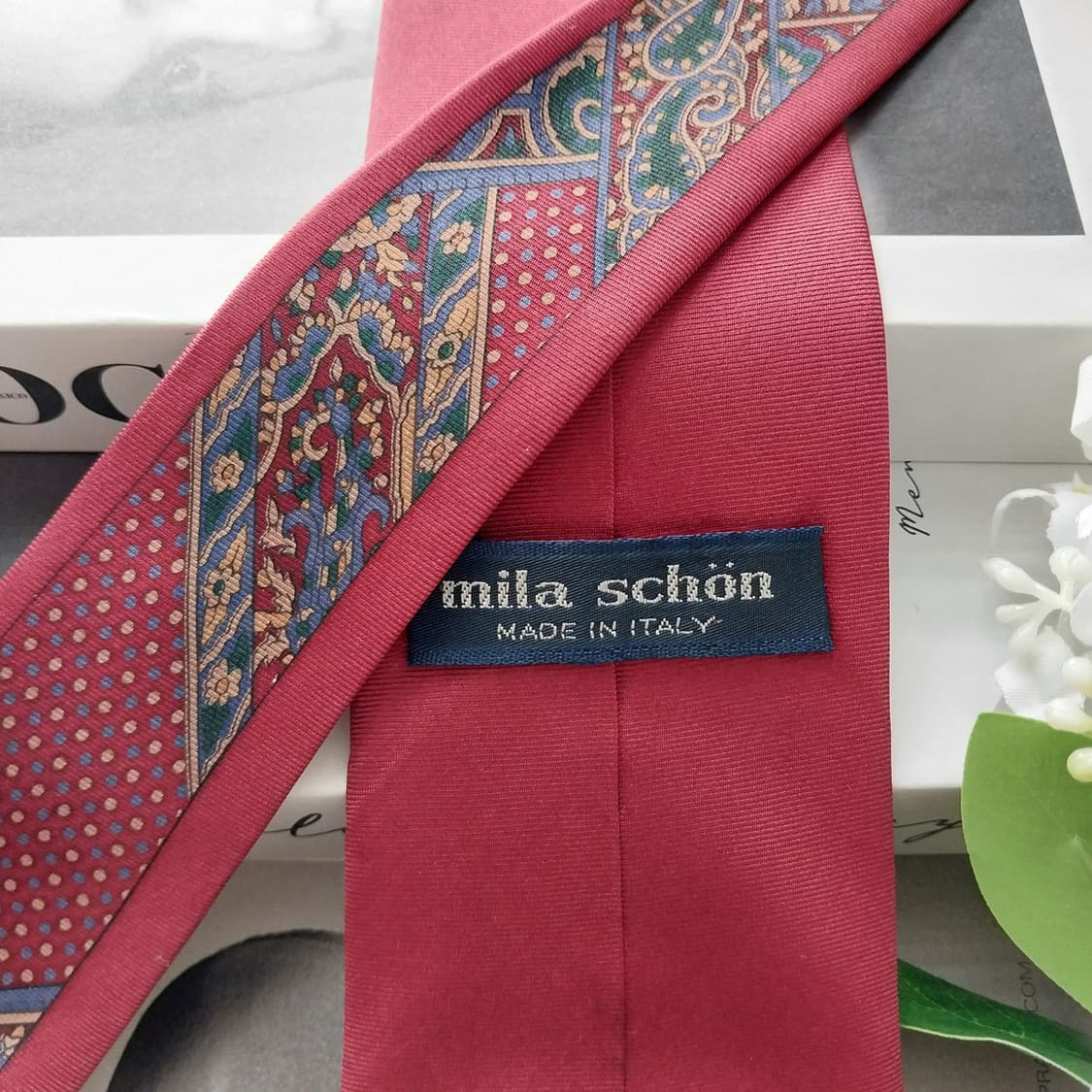 밀라숀 실크 와인 패턴 넥타이 9cm A+등급 K1925
 상품이미지5