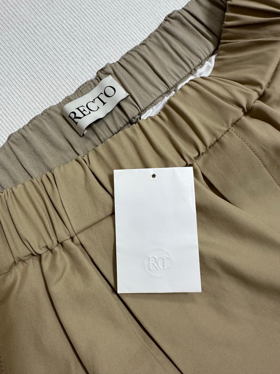 [새상품] 렉토 (RECTO) 맨즈 콘트라스트 밴딩 와이드 팬츠 (카키 상품이미지9