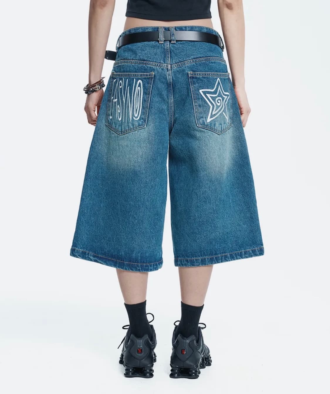 Easy no easy 이지노이지 스타 8부 데님 버뮤다팬츠 (딥블루) 상품이미지3