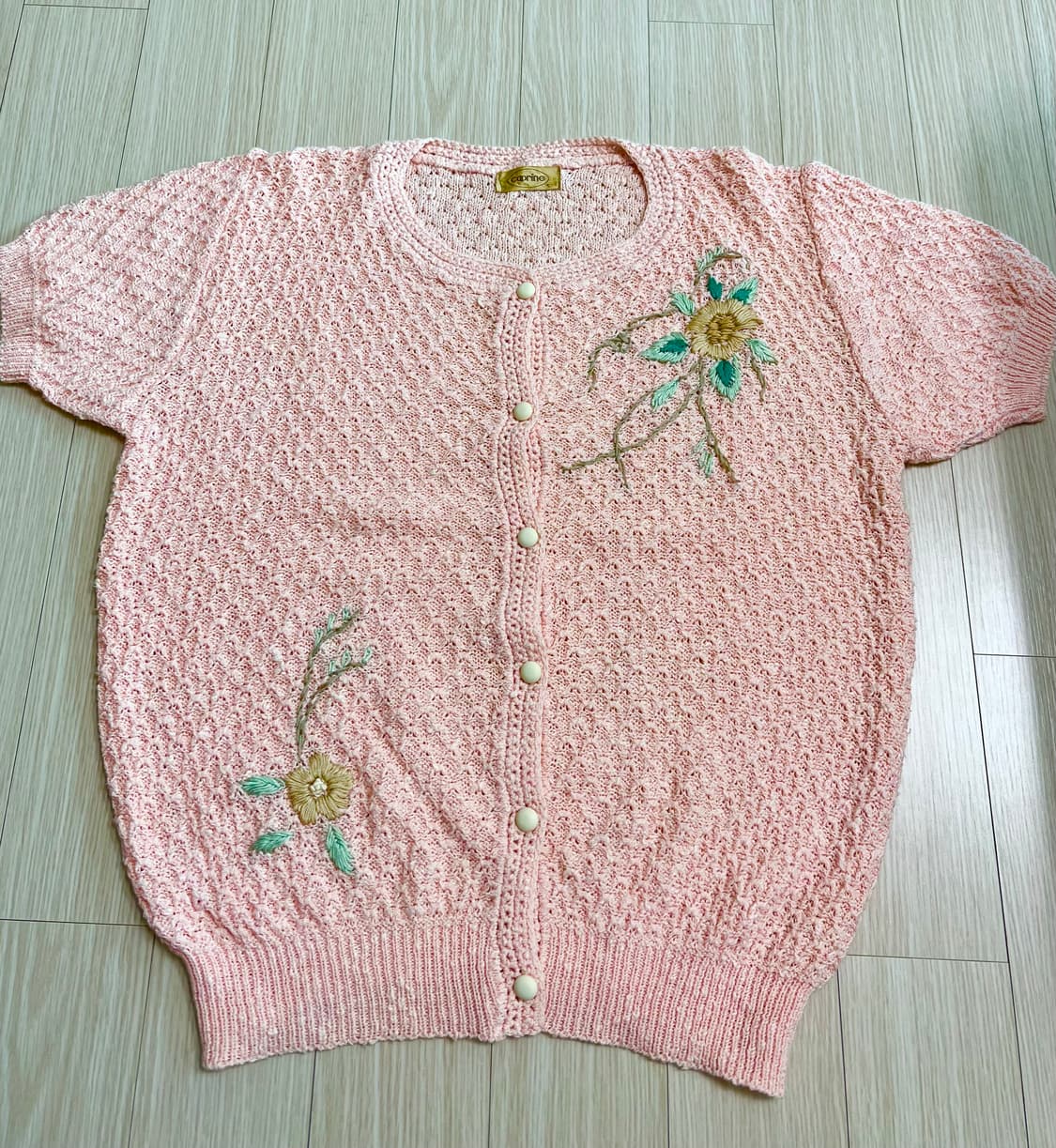 핑크 반팔 크로쉐 가디건 모리걸 상품이미지1